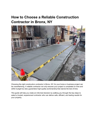 How to Choose a Reliable Construction Contractor in Bronx, NY
