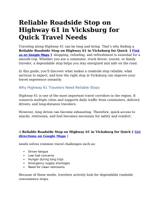Reliable Roadside Stop on Highway 61 in Vicksburg for Quick Travel Needs (1)