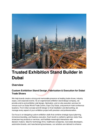 Trusted Exhibition Stand Builder in Dubai