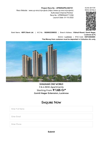 Shalimar OneWorld Lucknow Premium Homes with Modern Amenities