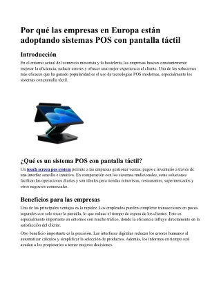 Touch Screen Pos System in Spain