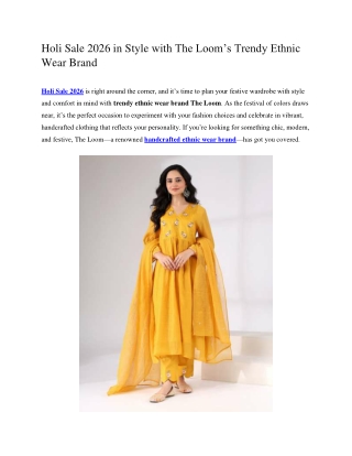 The Loom Trendy Style Ethnic Wear Brand in India