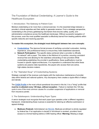 Foundation of Medical Credentialing: Learner’s Guide to the Healthcare Ecosystem