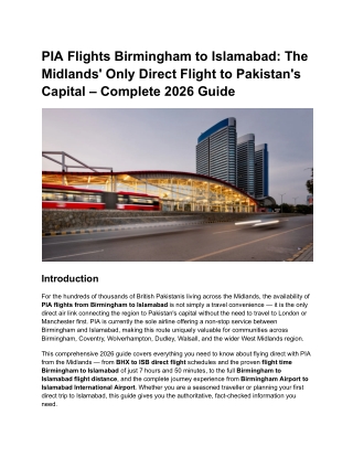 PIA Flights Birmingham to Islamabad The Midlands' Only Direct Flight to Pakistan's Capital – Complete 2026 Guide