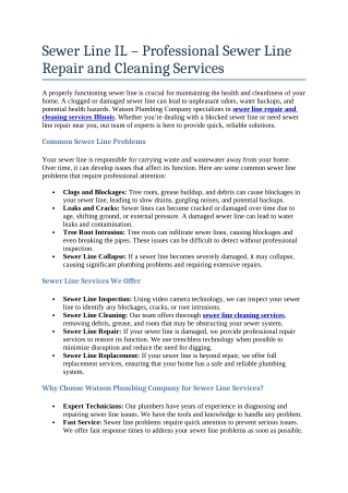8- Sewer Line IL – Professional Sewer Line Repair and Cleaning Services