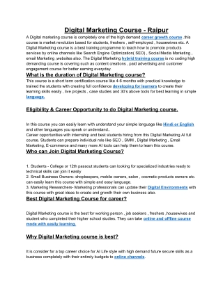 Digital Marketing Course - Raipur PDF