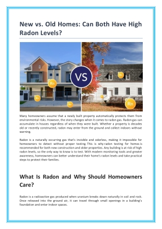 New vs. Old Homes Can Both Have High Radon Levels
