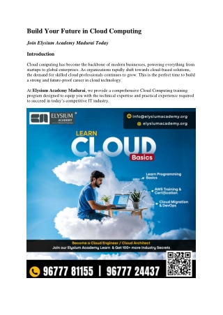 Build Your Future in Cloud Computing