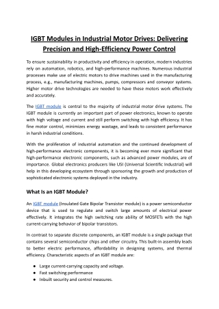 IGBT Modules in Industrial Motor Drives_ Delivering Precision and High-Efficiency Power Control