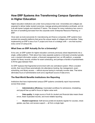 How ERP Systems Are Transforming Campus Operations in Higher Education