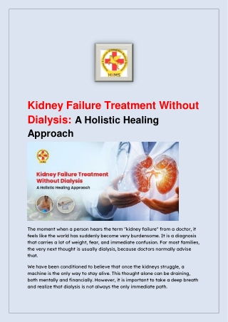 Kidney Failure Treatment Without Dialysis – A Holistic Healing Approach