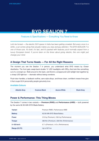 BYD SEALION 7 Features & Specifications — Everything You Need to Know