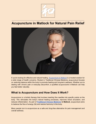 Acupuncture Matlock | Pain Relief & Chronic Pain Treatment in Matlock