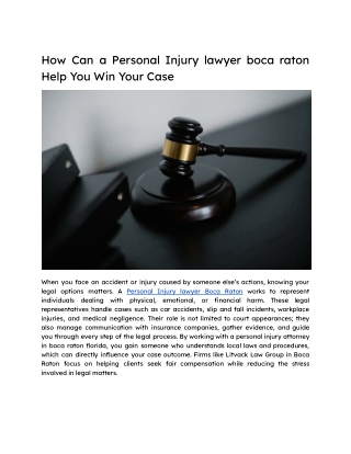How Can a Personal Injury lawyer boca raton Help You Win Your Case
