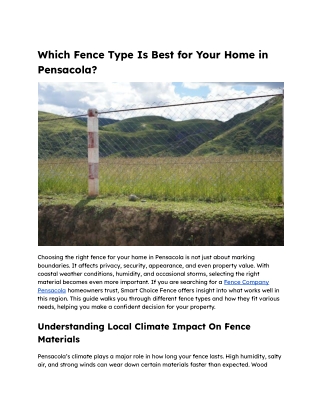 Which Fence Type Is Best for Your Home in Pensacola_