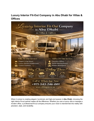 Luxury Interior Fit-Out Company in Abu Dhabi | Dilbag Decor Experts