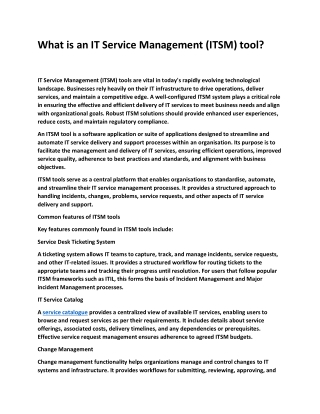 What is an IT Service Management (ITSM) tool?