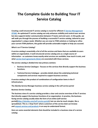 The Complete Guide to Building Your IT Service Catalog