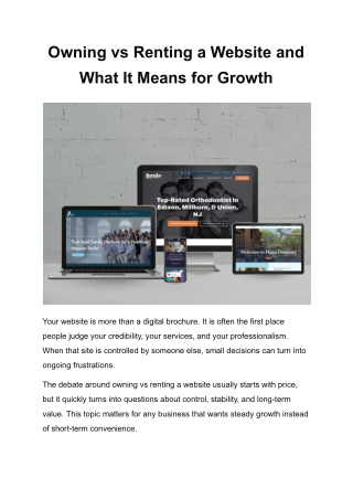Owning vs Renting a Website and What It Means for Growth - Ortho Marketing