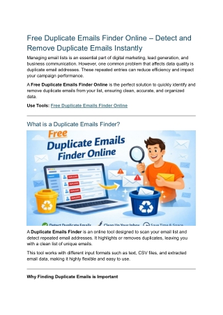 Free Duplicate Emails Finder Online – Find & Remove Duplicate Emails Easily