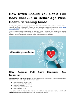 How Often to Get Full Body Checkup in Delhi | Age-Wise Guide