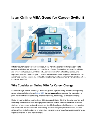 Is an Online MBA Good for Career Switch?