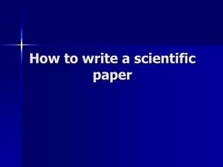 How To Write A Scientific Paper