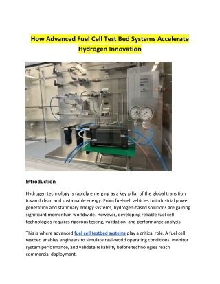 How Advanced Fuel Cell Test Bed Systems Accelerate Hydrogen Innovation