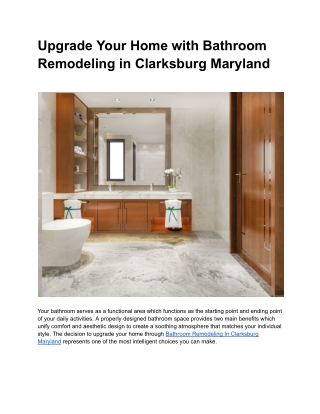 Clarksburg Maryland Bathroom Remodeling Experts