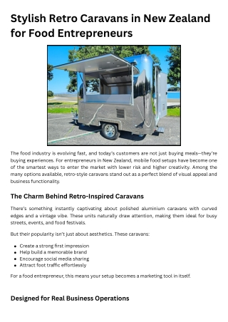 Stylish Retro Caravans in New Zealand for Food Business