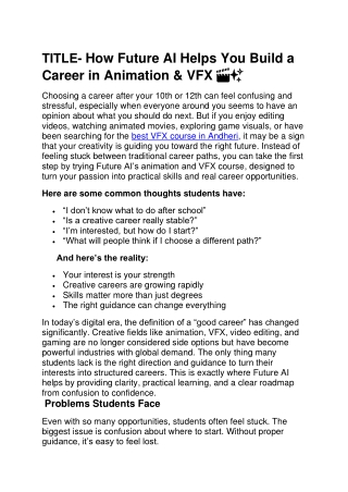Animation course in Andheri