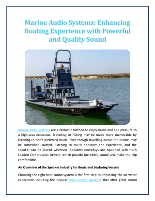 Marine Audio Systems Enhancing Boating Experience with Powerful and Quality Sound