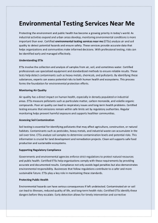 Environmental Testing Services Near Me