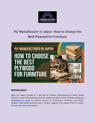 Ply Manufacturer in Jaipur_ How to Choose the Best Plywood for Furniture