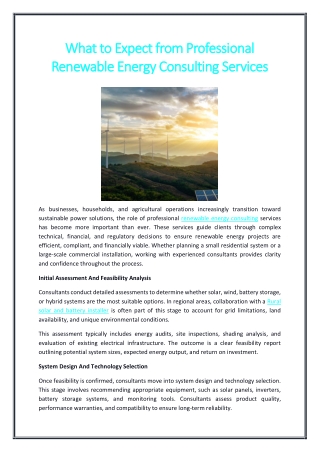 What to Expect from Professional Renewable Energy Consulting Services