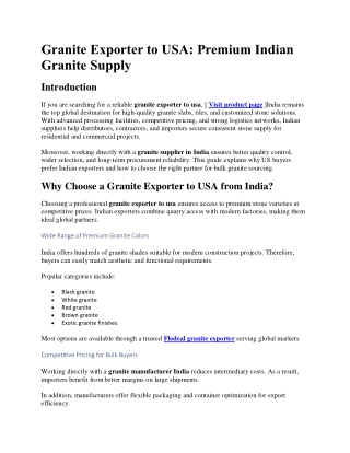 Granite Exporter to USA: Premium Indian Granite Supply