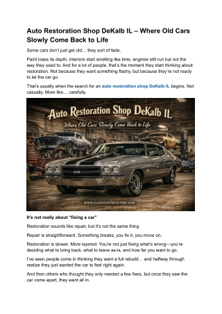 Complete Guide to Choosing the Best Auto Restoration Shop DeKalb IL