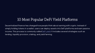 10 Most Popular DeFi Yield Platforms