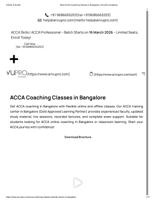 Best ACCA Coaching Classes in Bangalore _ ArivuPro Academy