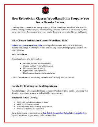 How Esthetician Classes Woodland Hills Prepare You for a Beauty Career