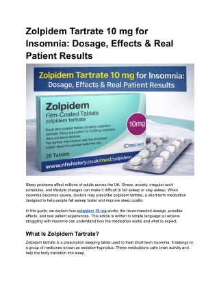 Zolpidem Tartrate 10 mg