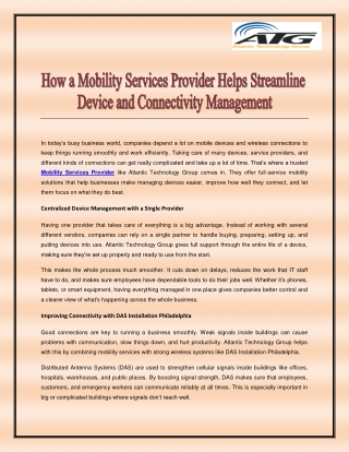 How a Mobility Services Provider Helps Streamline Device and Connectivity Management