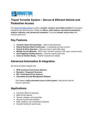 Tripod Turnstile System – Access Control & Security Solutions