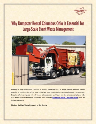 Why Dumpster Rental Columbus Ohio Is Essential for  Large-Scale Event Waste Management