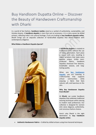 Buy Handloom Dupatta Online – Beauty of Handwoven Craftsmanship with Dharki