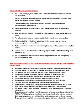 Tax Services to bankers clients