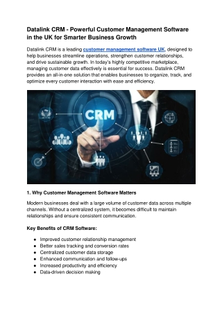 Datalink CRM - Powerful Customer Management Software in the UK for Smarter Business Growth