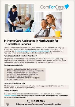 In-Home Care Assistance in North Austin for Trusted Care Services
