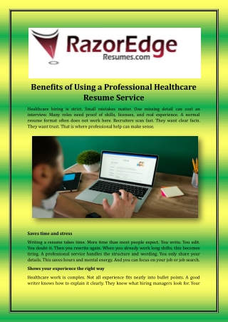 Benefits of Using a Professional Healthcare Resume Service