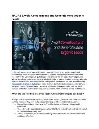MAGAS | Avoid Complications and Generate More Organic Leads